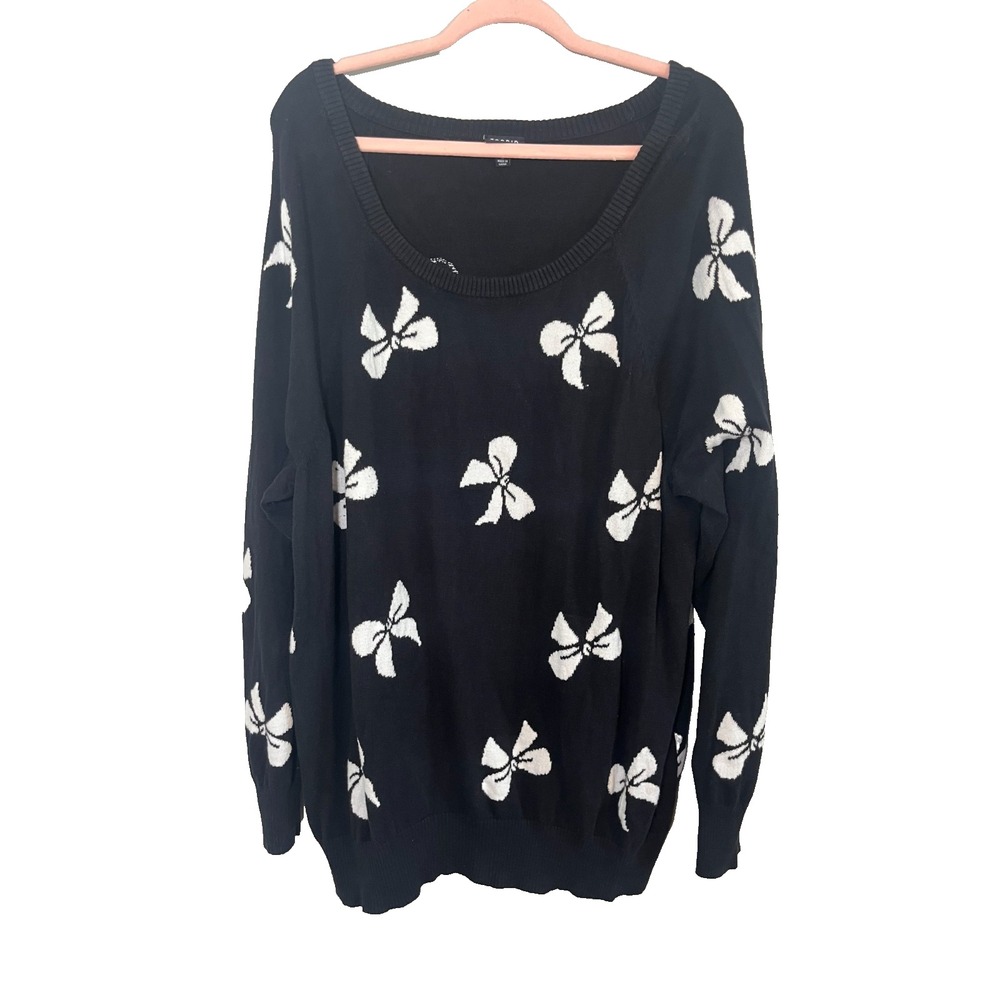Torrid Neutral Bow Tunic Knit Sweater Black 3X Preppy Classic Retro Whimsical